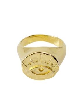 Size 7 - Invicta Gold Evil Eye Signet Gold Ring